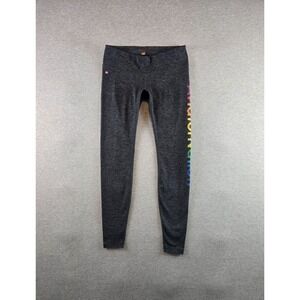 Aviator Nation Leggings Womens Large Heathered Gray Rainbow Spellout Logo Gym